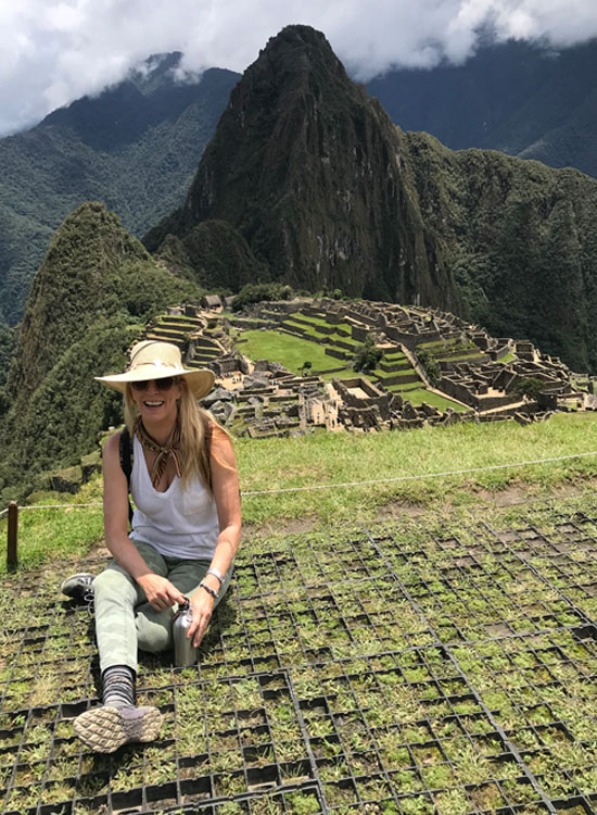 Kathleen at the top of Machu Pichu